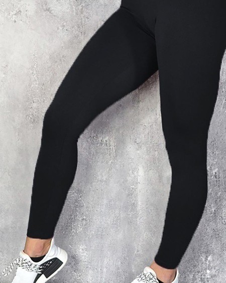 Solid High Waist Sporty Pants