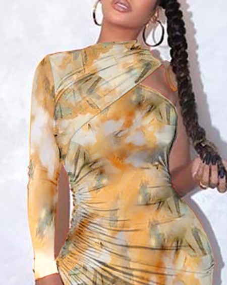 Robe à imprimé floral avec cordon de serrage à une épaule