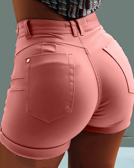 Tie Front Double Pocket Shorts