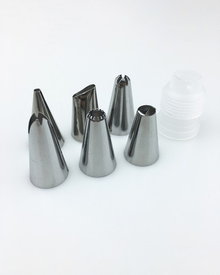 6Pcs/Set Stainless Steel Pastry Nozzles for Cream with Pastry Bag