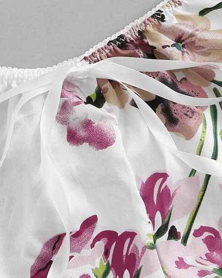 Floral Print Lace Trim Cami Set