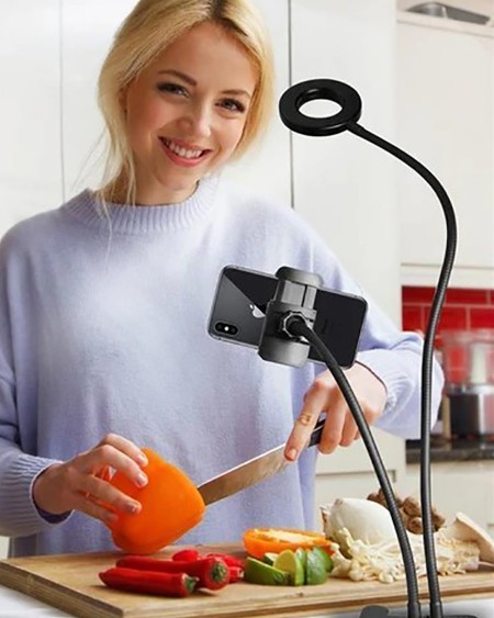 Mobile Clip Beauty Bracket Desk Lamp LED Light Phone Holder