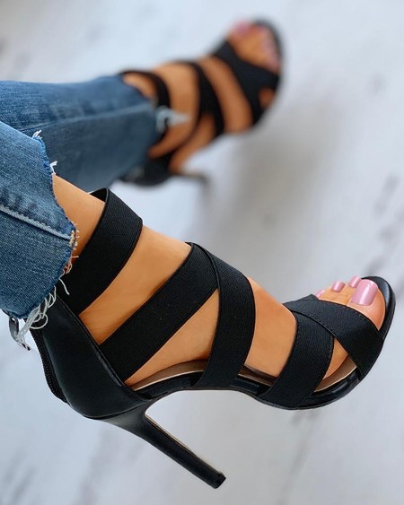 ethnic print peep toe ankle strap