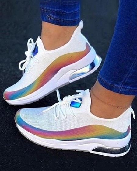 colorblock knitted breathable sneakers