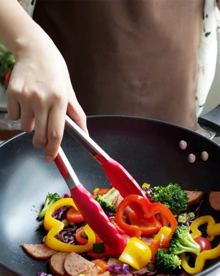 Silicone Food Tong Stainless Steel Non-Slip Kitchen Tongs
