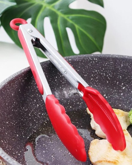 Silicone Food Tong Stainless Steel Non-Slip Kitchen Tongs