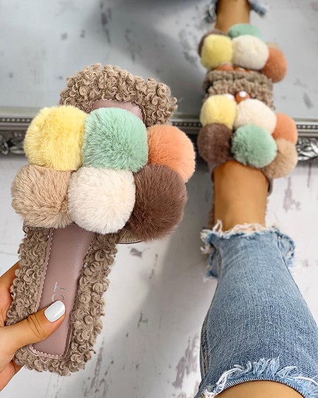 Villus Fluffy Casual Flat Sandals