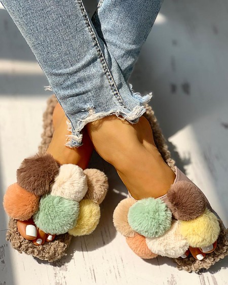 Villus Fluffy Casual Flat Sandals