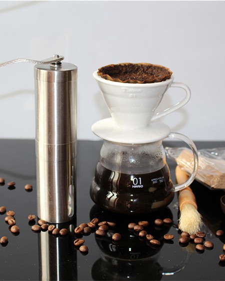 Silver Coffee Grinder Mini Stainless Steel Hand Manual Handmade Coffee Bean Burr Grinders