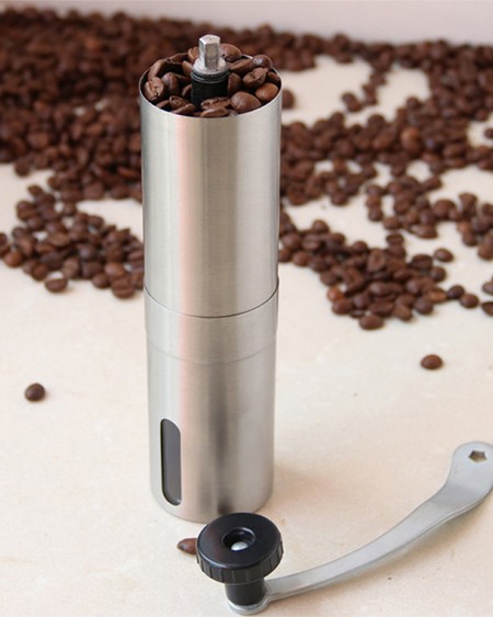 Silver Coffee Grinder Mini Stainless Steel Hand Manual Handmade Coffee Bean Burr Grinders