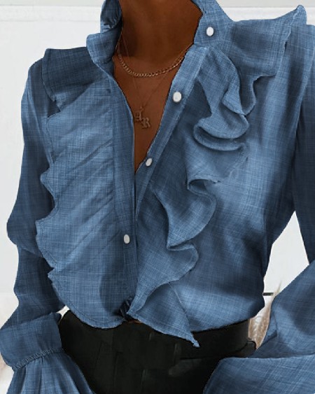 Long Sleeve Ruffles Design Blouse