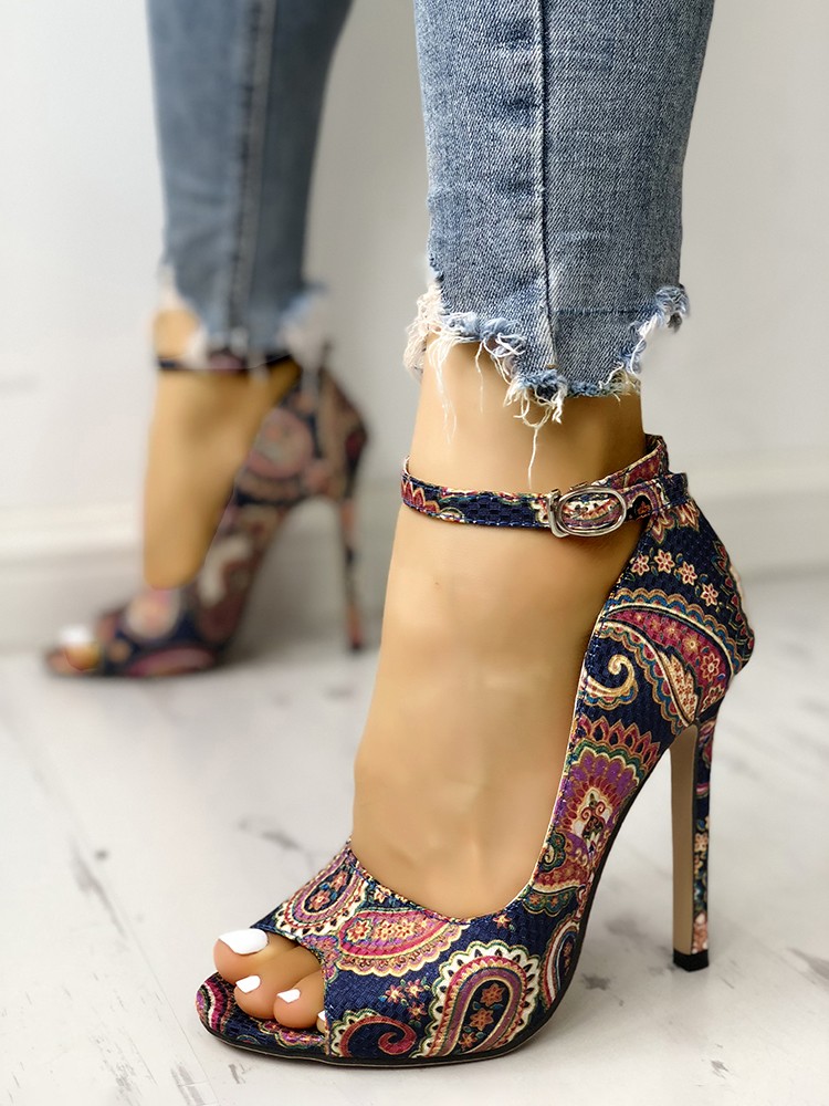 Flannel Lace Chunky Heel Bow Tie Sandals