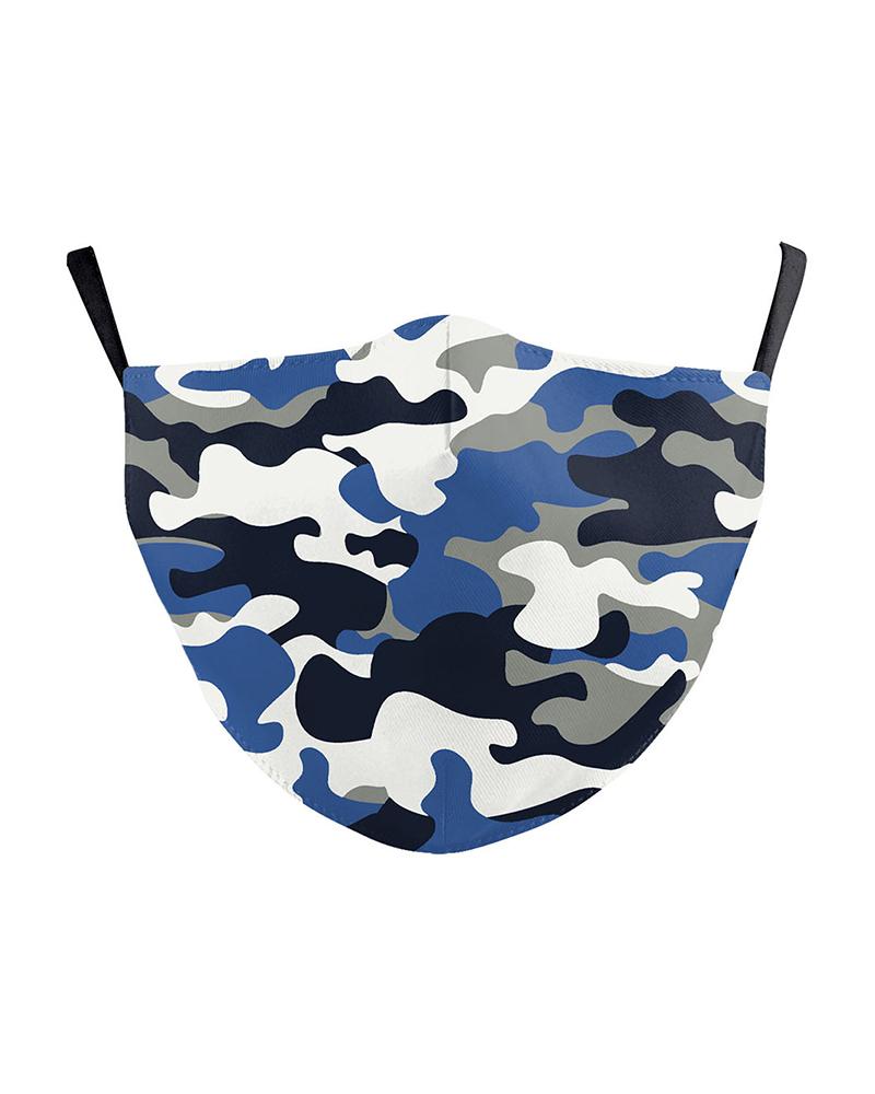 

Camouflage Print Breathable Face Mask, Blue
