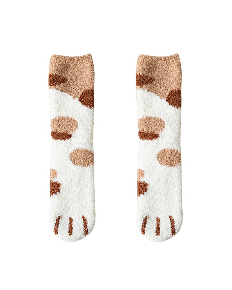 

1Pair Paw Pattern Fluffy Socks, Style5