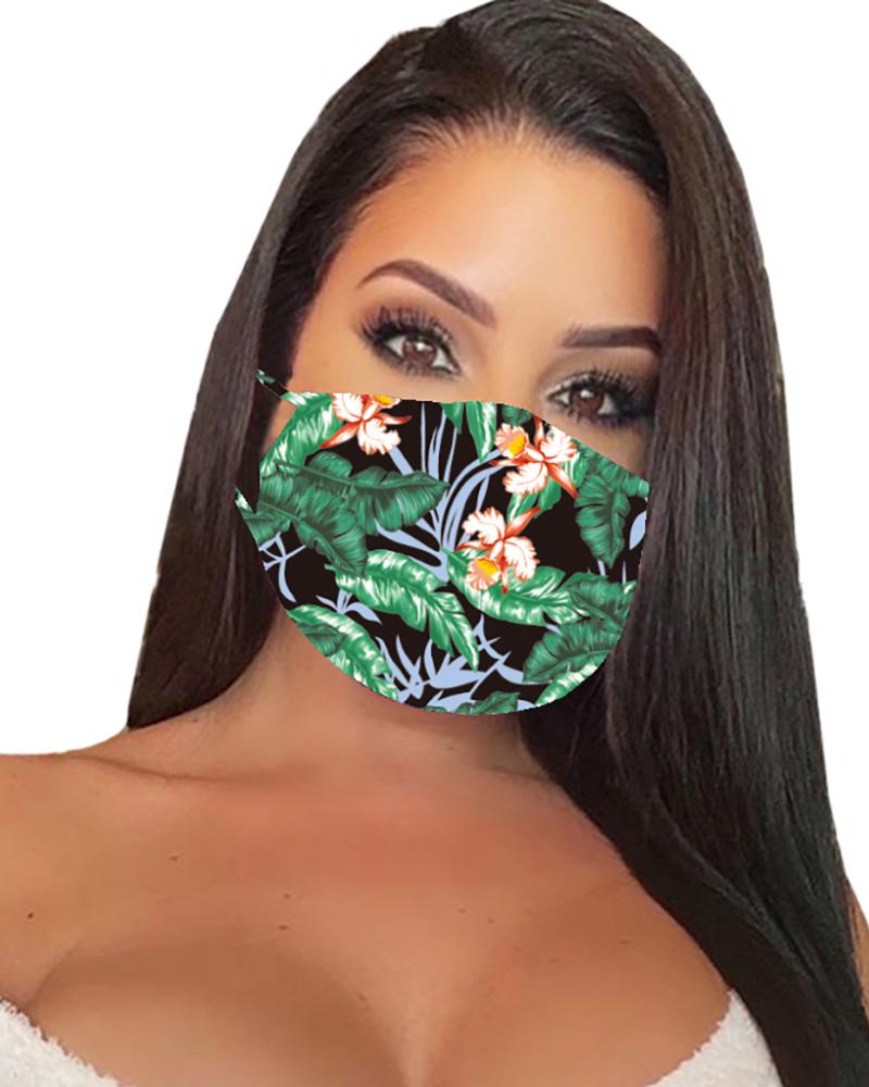 

Floral Print Breathable Mouth Mask Washable And Reusable, Green