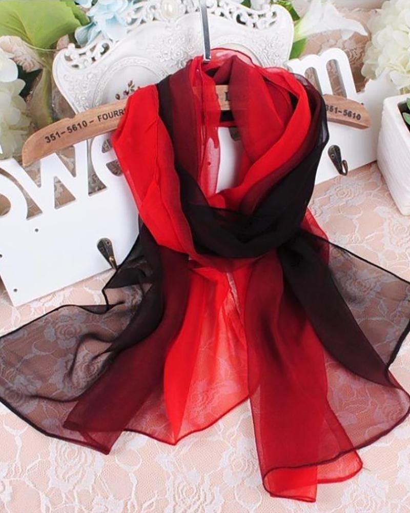 

Colorblock Mesh Scarf, Red