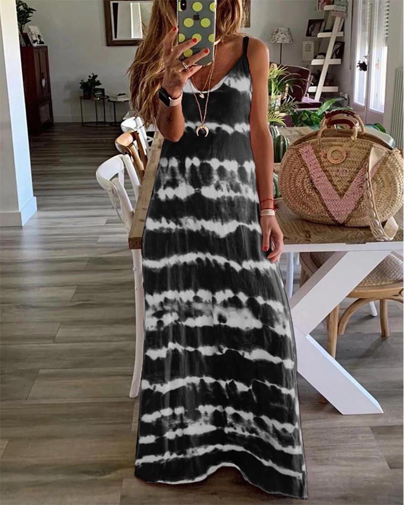 

Tie Dye Cami Maxi Dress, Black