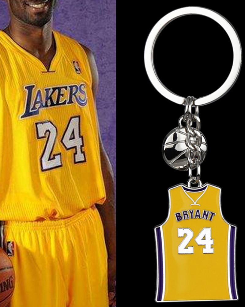 

Kobe Bryant 8/24 Uniforms & Basketball Keychain, Yellow