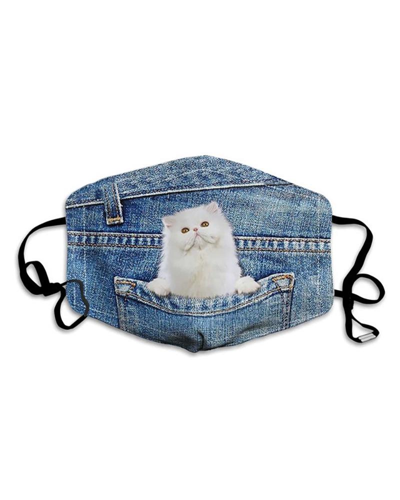 

Denim Animal Pattern PM2.5 Filter Breathable Face Mask, Style5