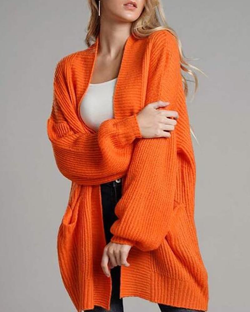 

Plain Long Sleeve Casual Cardigan, Orange
