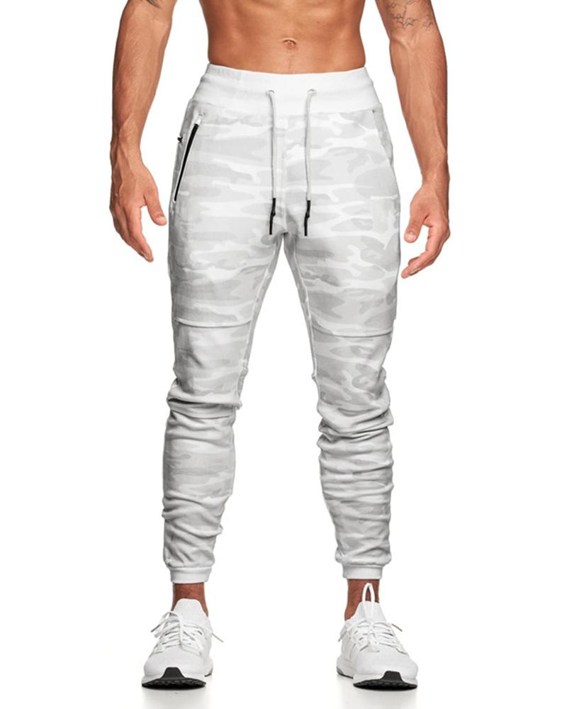 

Solid Skinny Drawstring Cargo Pants, White