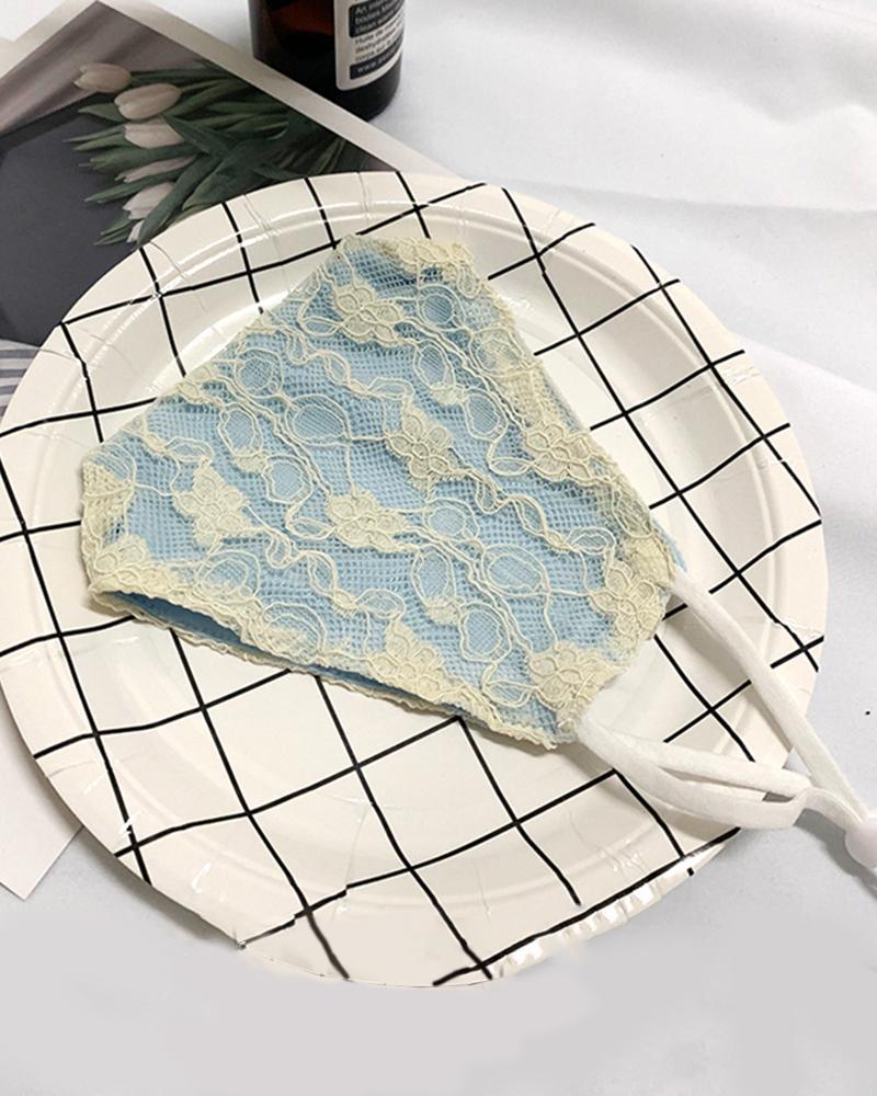 

Lace Insert Breathable Ear Loop Mouth Mask Reusable, Light blue