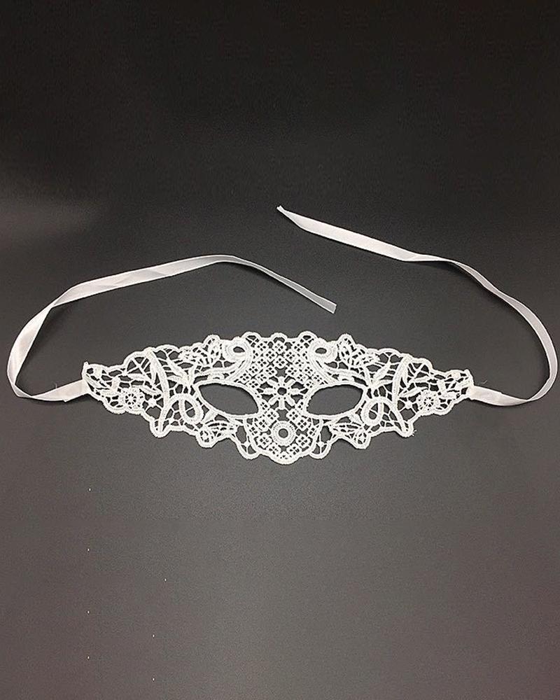 

Guipure Lace Eye Mask, White