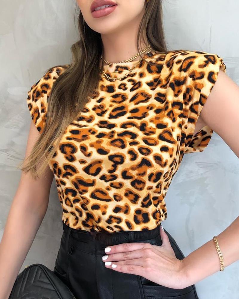 

Leopard Print Short Sleeve T-shirt