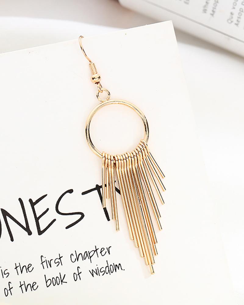 

1Pairs Long Metal Tassel Design Geo Pattern Drop Earrings, Style4