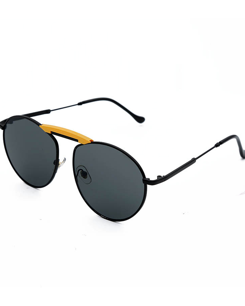 

Punk Retro Style Round Metallic Sunglasses, Black