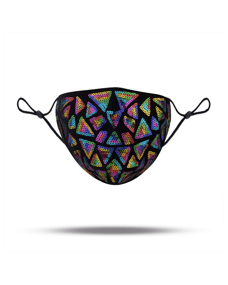 

Sequins Geometry Pattern Colorblock Breathable Face Mask, Multicolor
