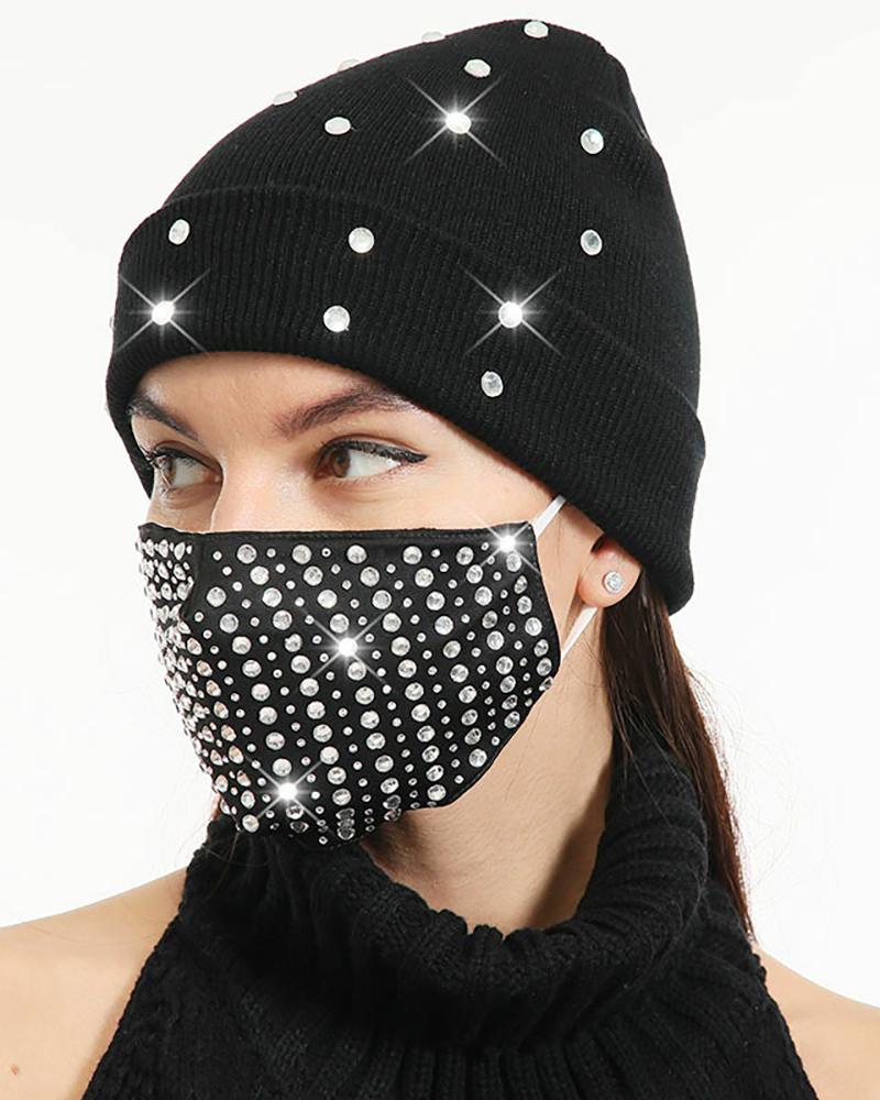 

Studded Cuffed Beanie With Face Mask, Style3