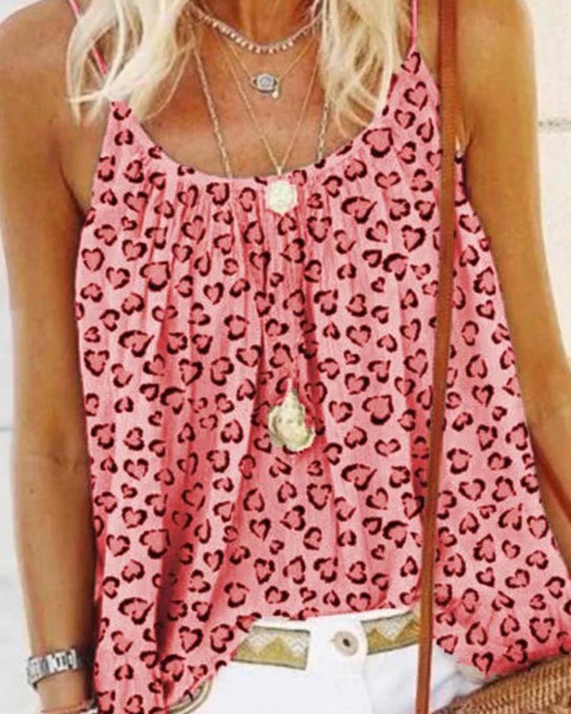 

Heart Leopard Print Cami Top, Red