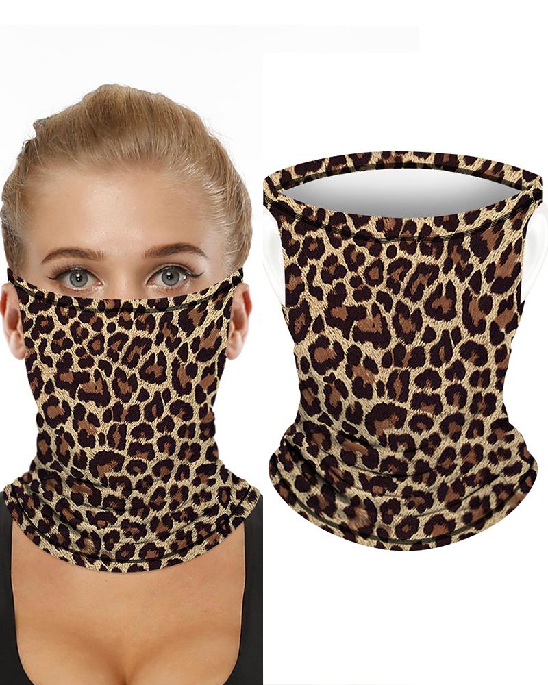 

Leopard Print Breathable Ear Loop Face Bandana Headwrap