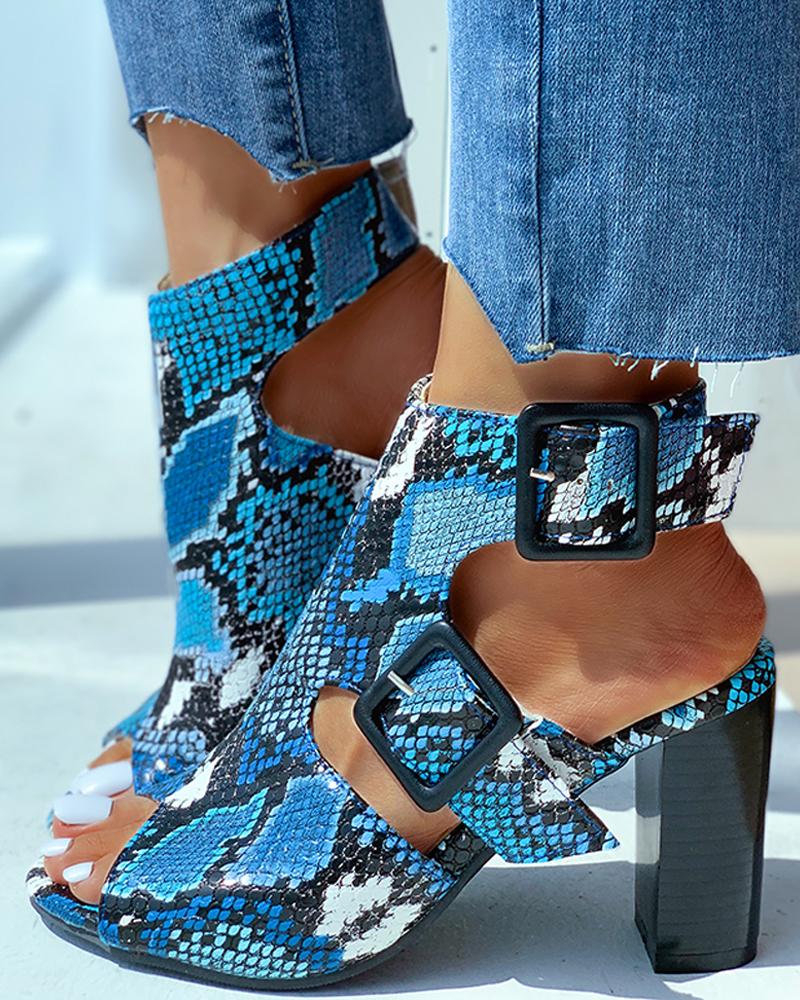 blue snakeskin sandals