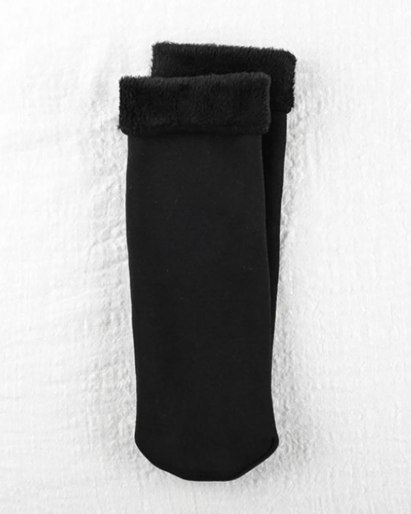 

Plain Winter Soft Plush Floor Socks, Black