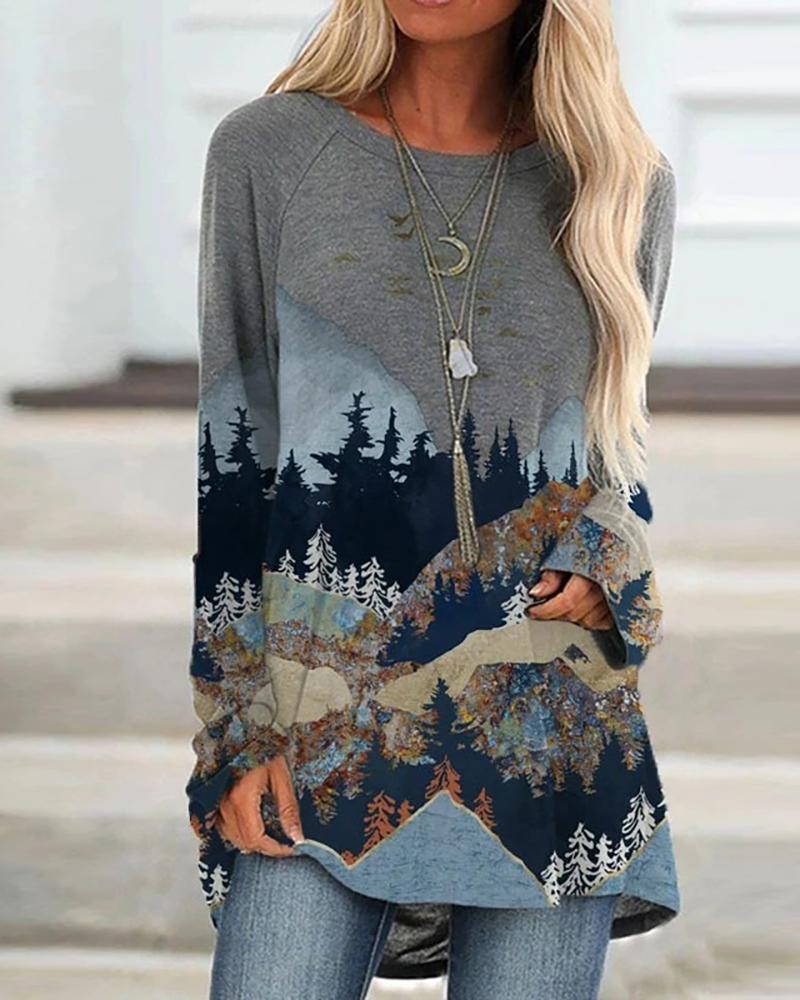 

Graphic Print Long Sleeve Sweatshirt, Style1