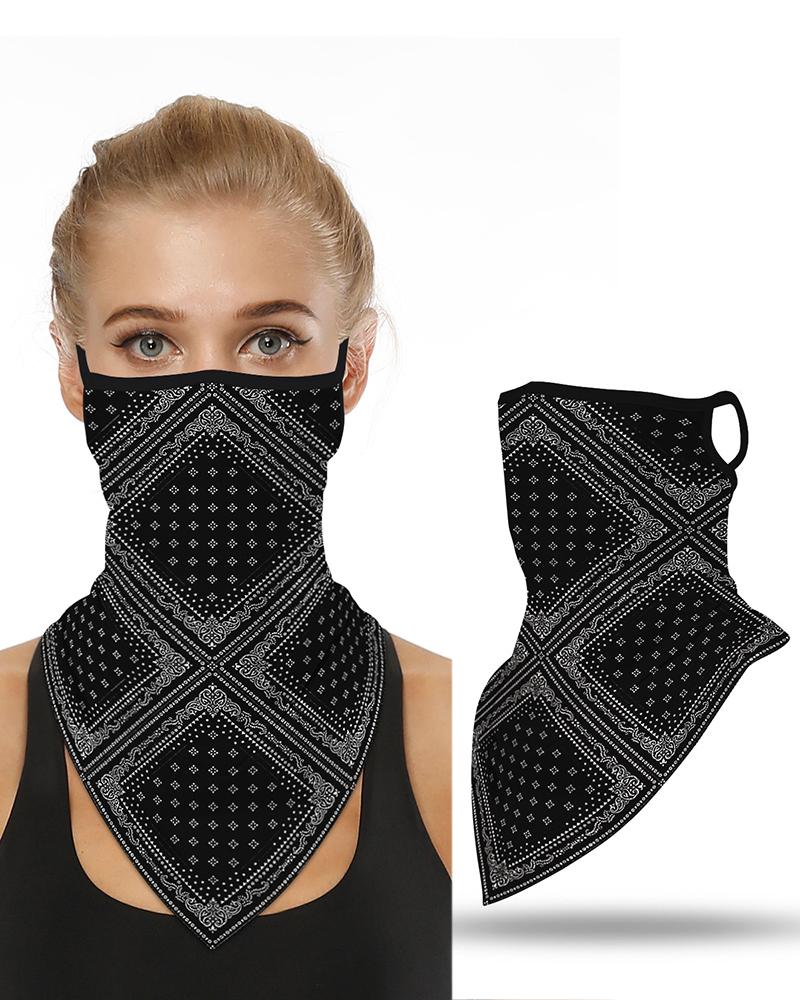 

Print Breathable Ear Loop Face Cover Windproof Motorcycling Dust Outdoors, Black
