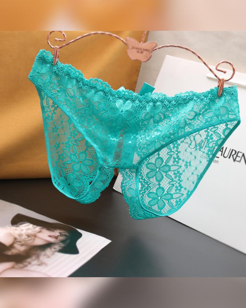 

Solid Lace Skinny Panties, Green
