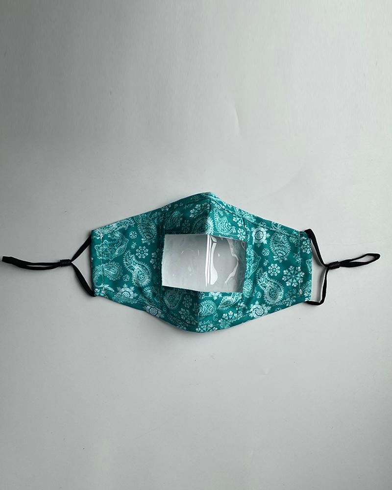 

Paisley Print Visible Face Mask, Green