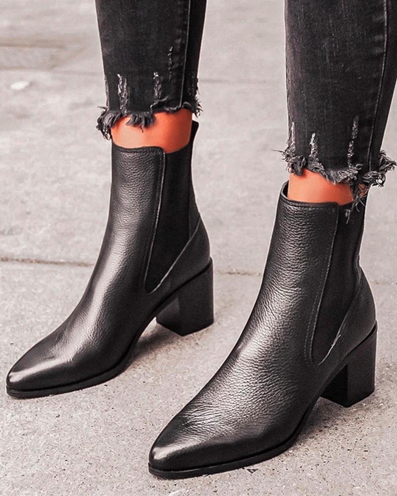 high heel chunky ankle boots