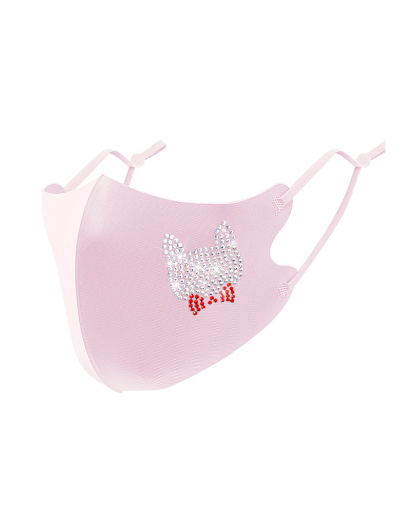 

Cat Pattern Studded Breathable Face Mask, Pink