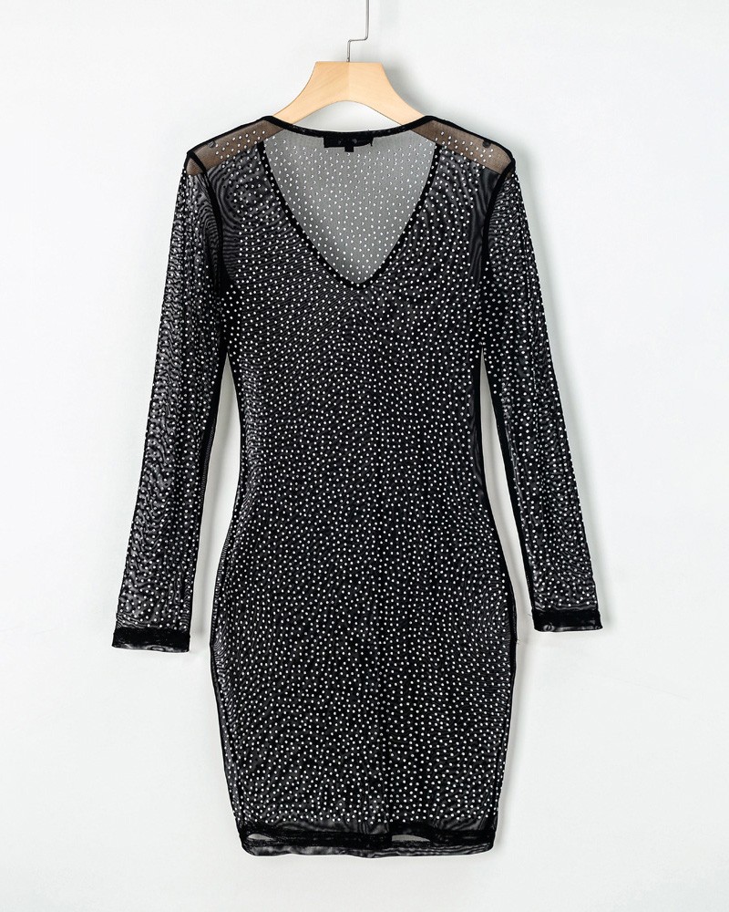 hot stamping mesh bodycon dress