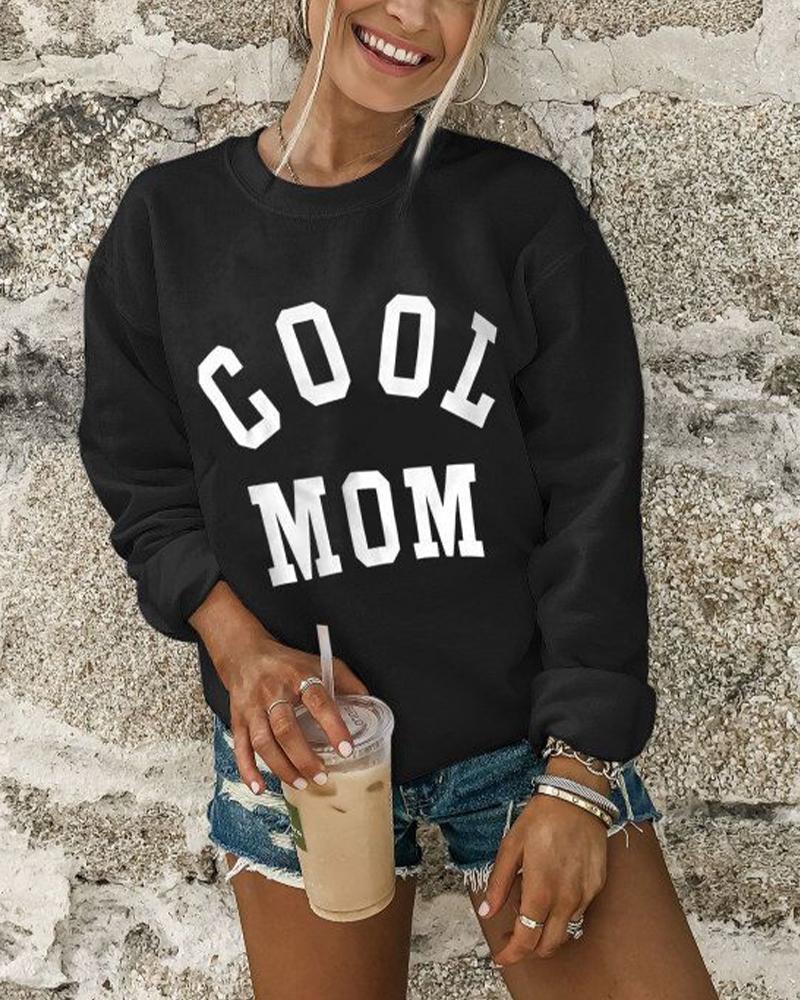 

Glue Print Round Neck Sweatshirt, Black