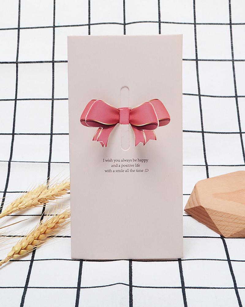 

1PCS 3D Bowknot Decor Greeting Card, Pink