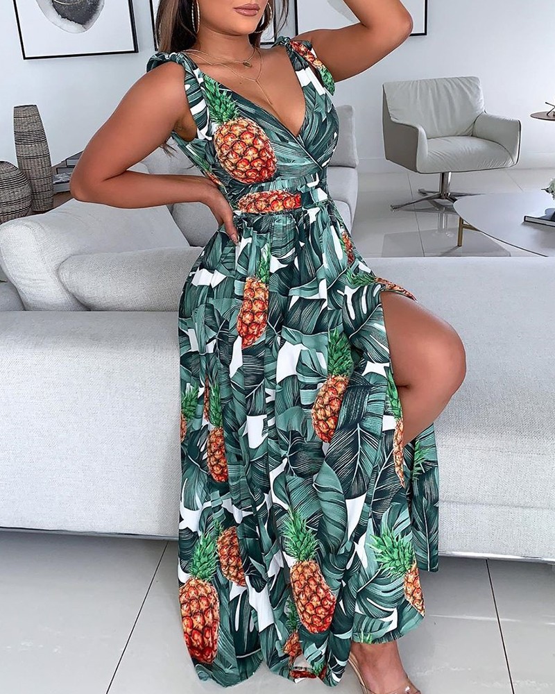 pineapple print maxi dress
