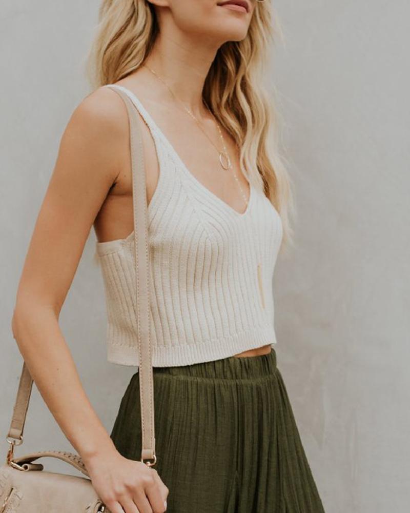 

Basic Knitted Tank Top, Beige