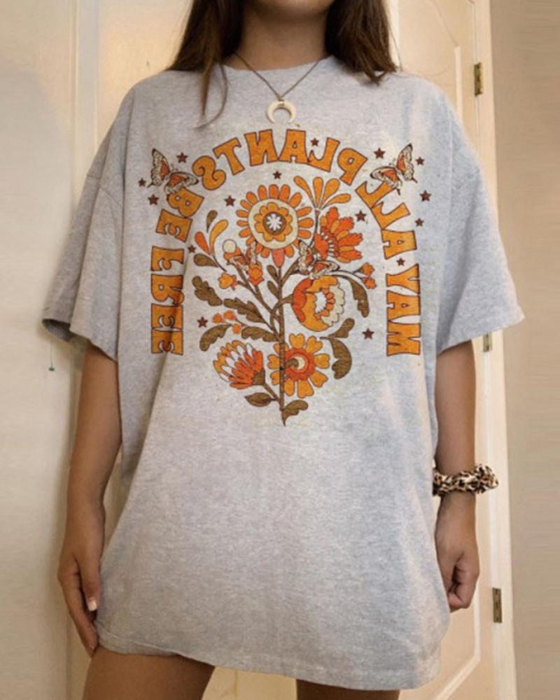

May All Plant Be Free T-Shirt, Gray