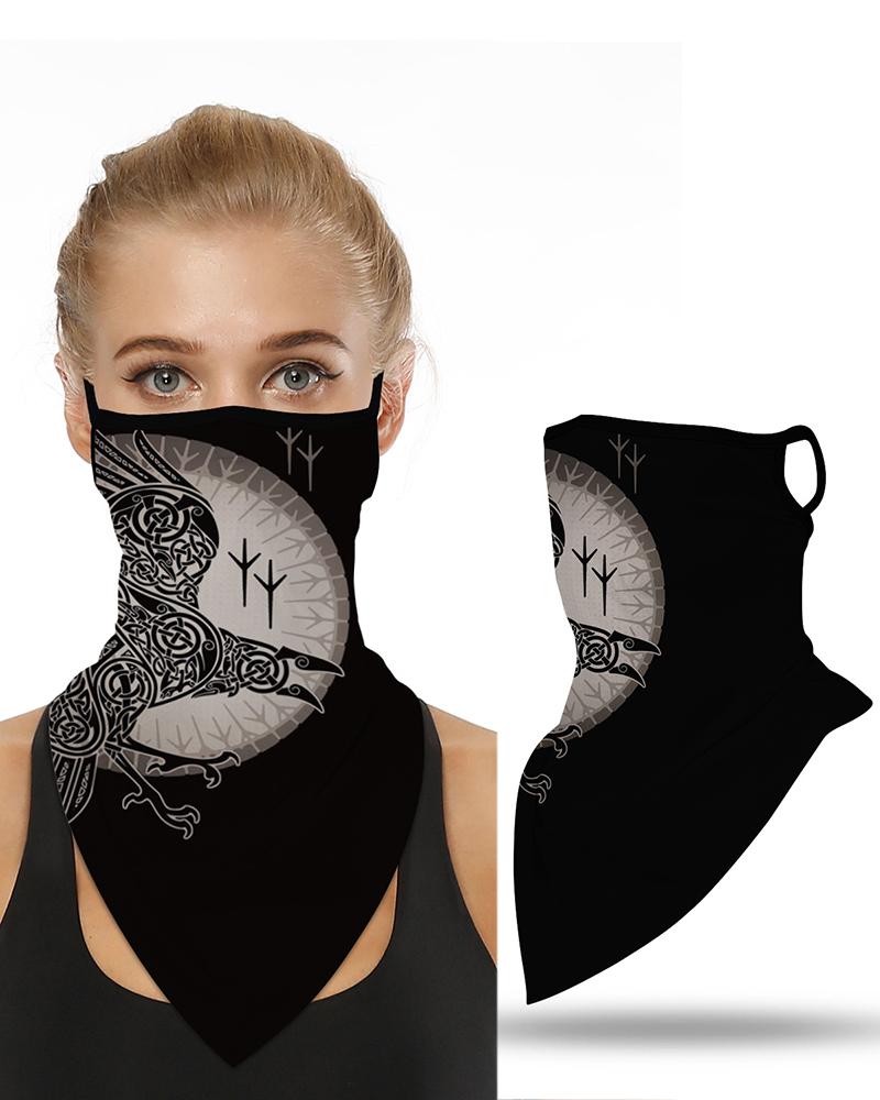 

Print Breathable Ear Loop Face Cover Windproof Motorcycling Dust Outdoors, Black