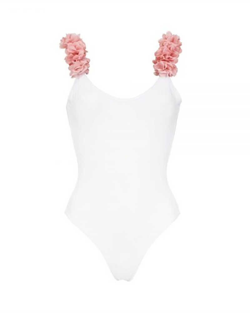 

Mommy & Me Floral Decor One Piece Swimsuit For Kids, White